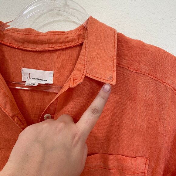 Anthropologie Relaxed Buttondown 100% Linen Tunic size medium - Picture 5 of 9